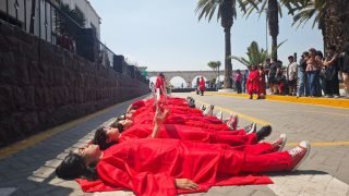 Activistas despliegan “Alfombra Roja” contra intento de derogar la Educación Sexual Integral.